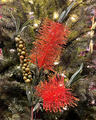 RED BOTTLE BRUSH FLOWER SPRAY 5427RD