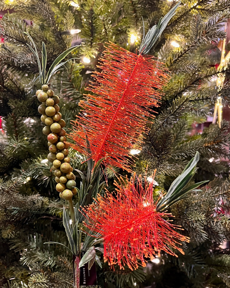 RED BOTTLE BRUSH FLOWER SPRAY 5427RD