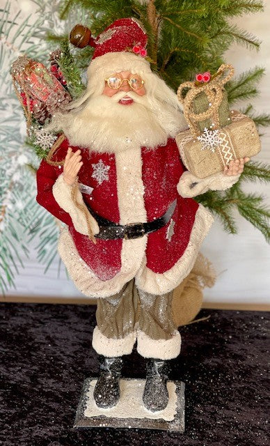 SNOWKISSED VINTAGE SANTA WITH GIFT X2307