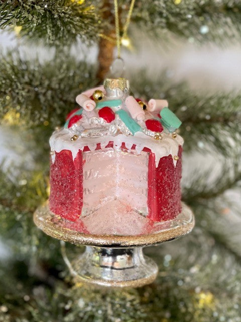 CHRISTMAS SPONGE CAKE GLASS ORNAMENT X1725