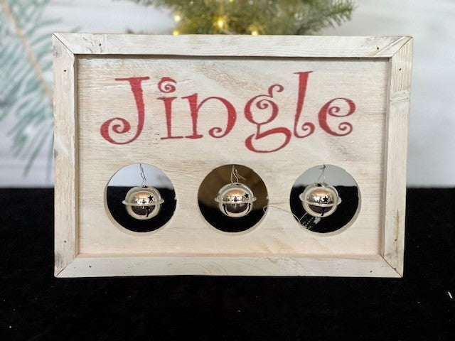 FARMHOUSE JINGLE WOOD SIGN WITH BELLS X1798