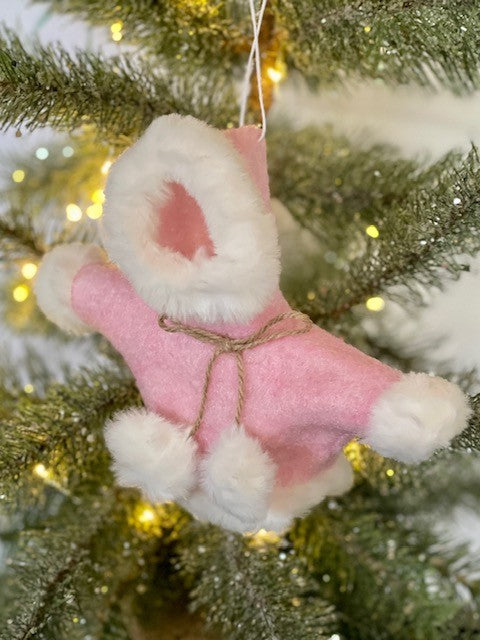 PINK/WHITE SHEARLING COAT HANGING ORNAMENT X2067