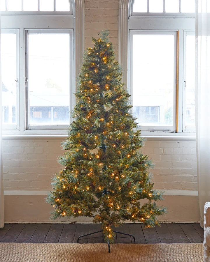 LED MIXED NORWEGIAN SPRUCE 222CM CHRISTMAS TREE X1933 (FOR PICK UP ONLY)