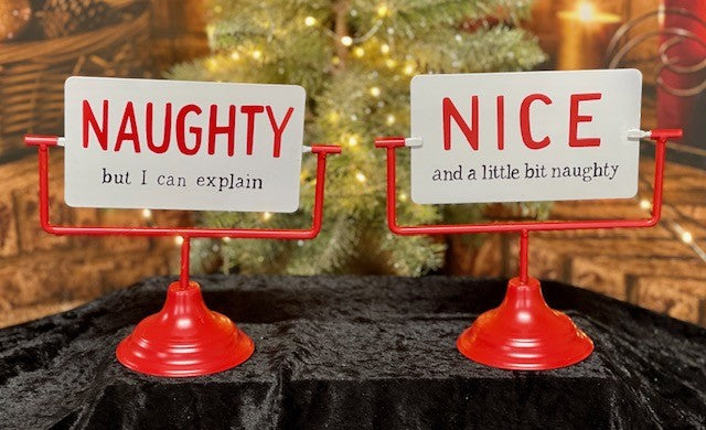 NAUGHTY/NICE SPINNING TABLETOP SIGN X2133