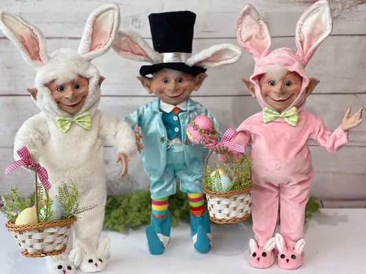 RALPHIE BUNNY ELF IN PINK VELOUR SUIT E1182PK