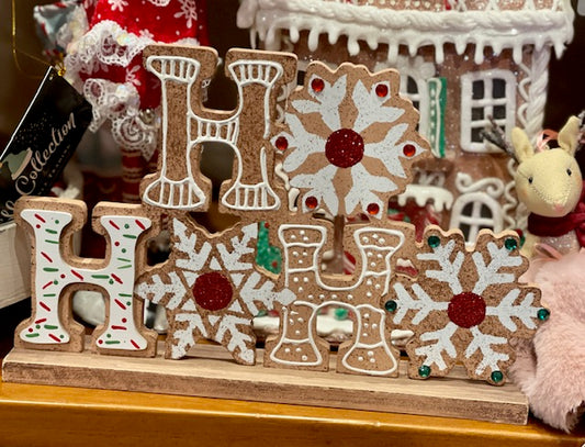 GINGERBREAD HO HO HO WORD ON BASE X2492