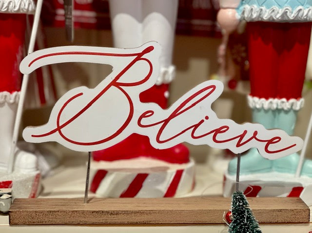 BELIEVE WORD TABLE SIGN X2559