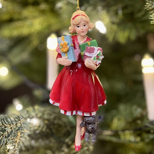 RETRO GIFTING GIRL HANGING ORNAMENT X2970