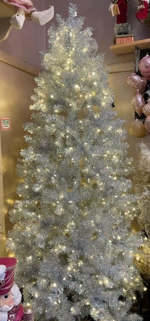 VINTAGE SILVER LED 7FT 5IN CHRISTMAS TREE X2878 (NOTE EXTRA POST REQUIRED SEE DESCRIPTION)