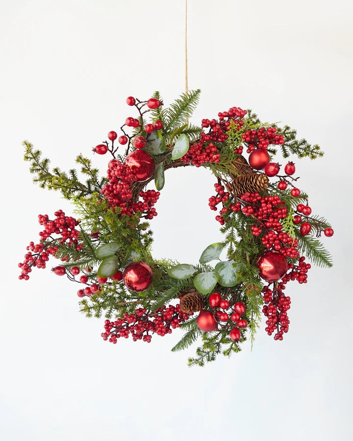 BERRY & RED BAUBLE WREATH RD/GR X2719