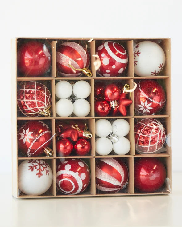 RED/WHITE 42 PIECES ORNAMENT BOX ASSORTMENT X2755RDWH
