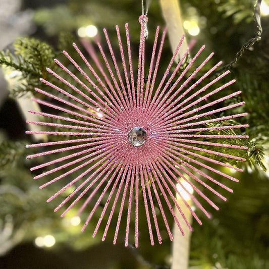 PINK GLITTER RAY ORNAMENT SMALL X2235PK
