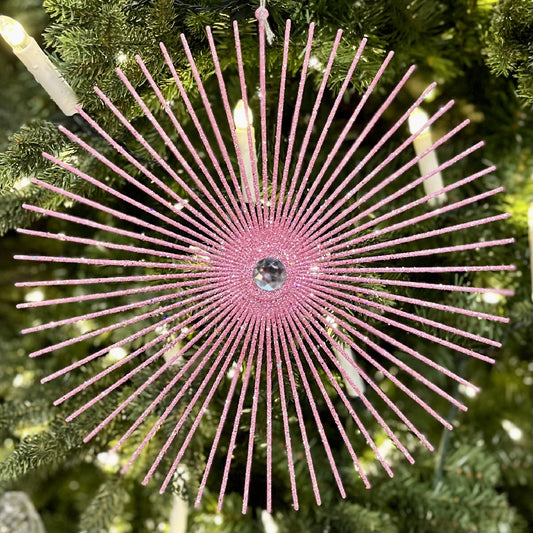 PINK GLITTER RAY ORNAMENT LARGE X2236PK