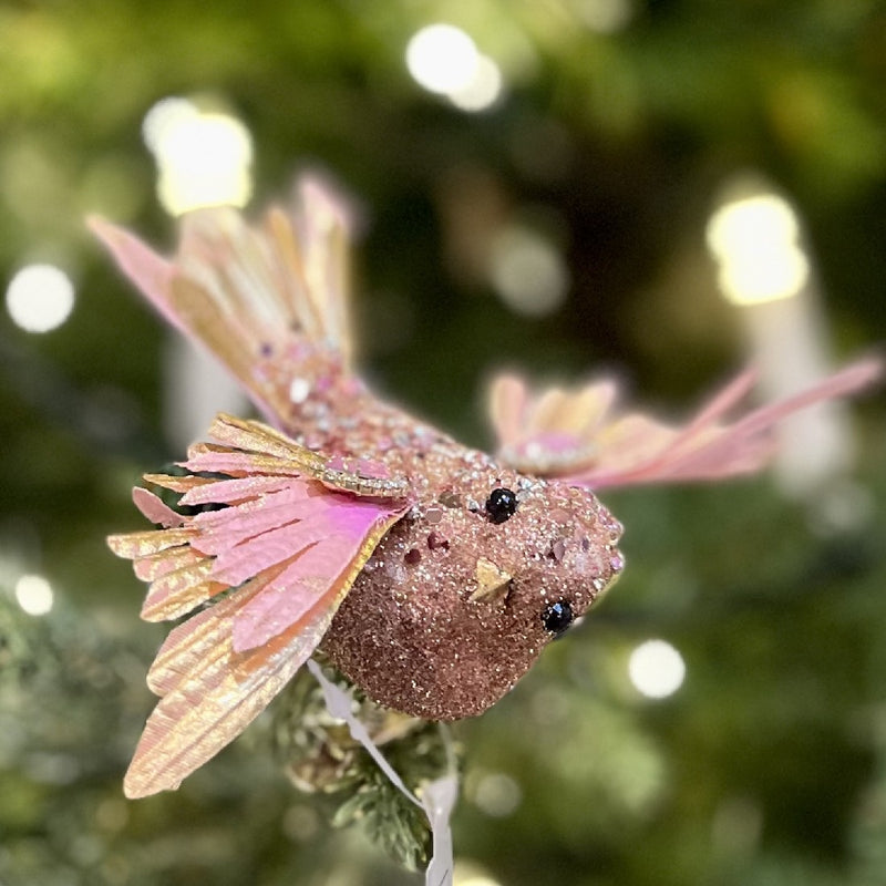 ROSE GOLD GLITTERED CLIP ON BIRD X2716ROGO