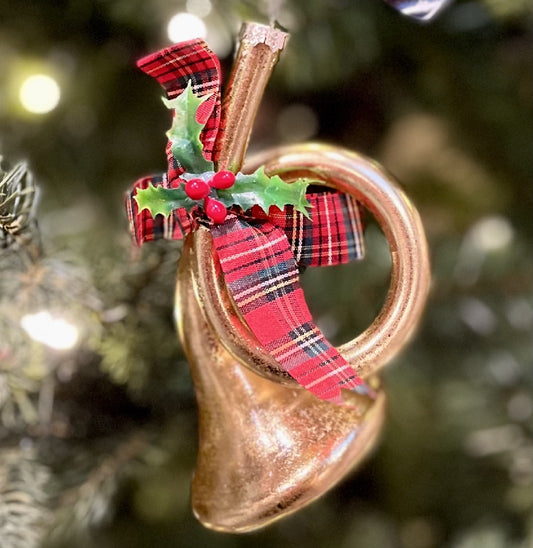 GLASS HORN GOLD ORNAMENT X2838