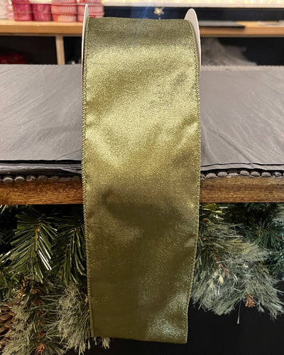 OLIVE GREEN VELOUR WIRE EDGED RIBBON X3288