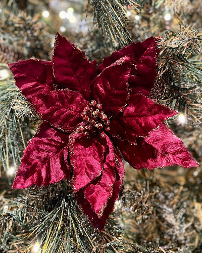 BURGUNDY POINSETTIA WITH LEAVES X3294BU