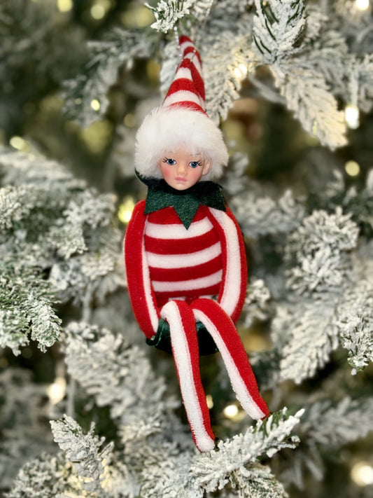 CANDY STRIPE ELF HANGING ORNAMENT X3536RD