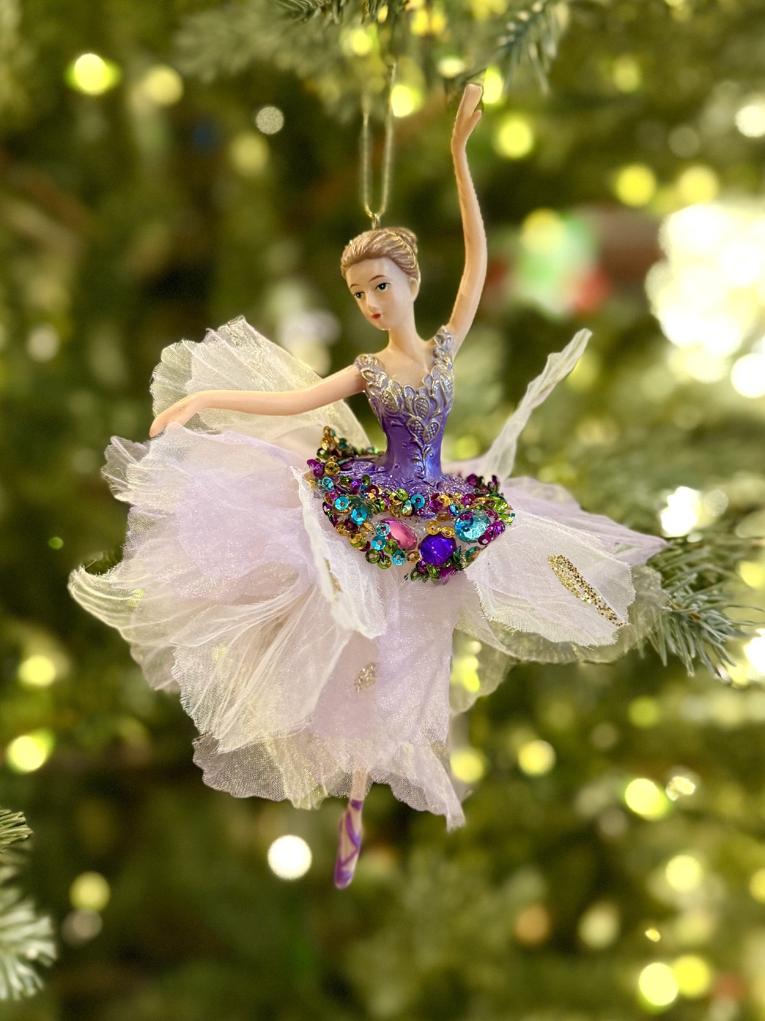 XMAS BALLERINA ORN PURPLE 19CM X3554