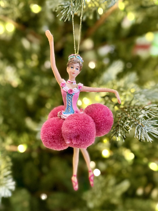 XMAS POM POM BALLERINA PK/BL 17CM X3558PKBL