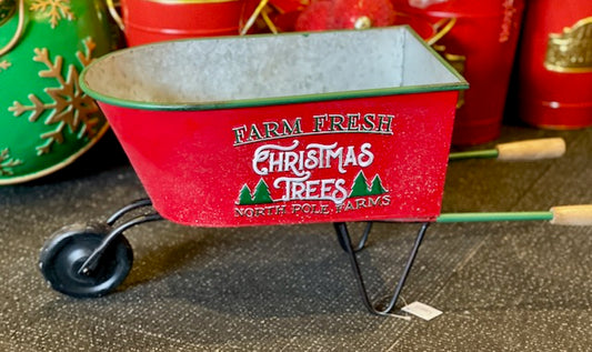 CHRISTMAS BARROW RED 70X25X28CM X3891