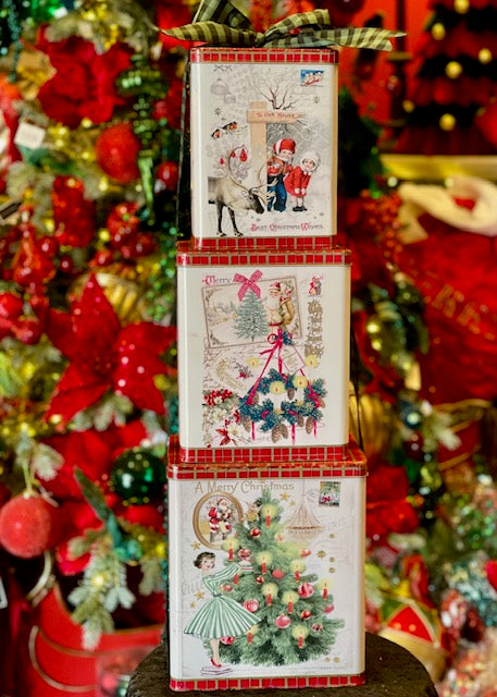 VINTAGE CHRISTMAS SET OF 3 TINS X3893