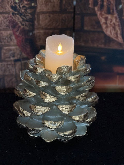 GOLD LEAF PINECONE CANDLE HOLDER XNSGPIP