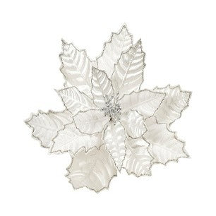 CLIP ON POINSETTIA WHITE WITH SILVER EDGE XDGDSCW