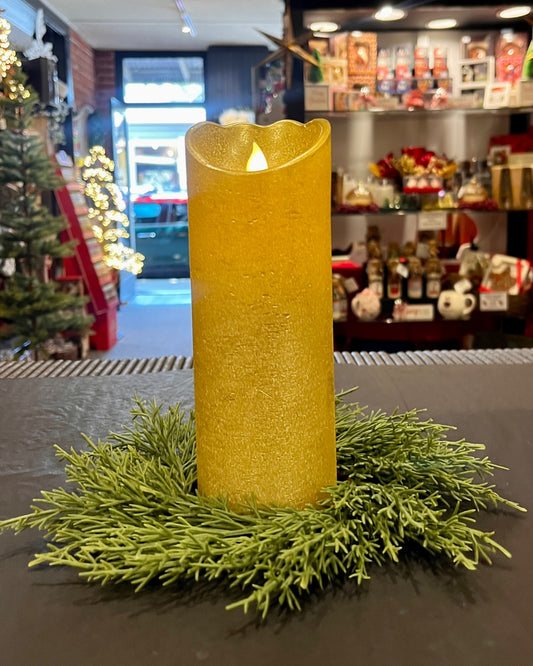 GOLD LED WAX PILLAR CANDLE SYBGOL