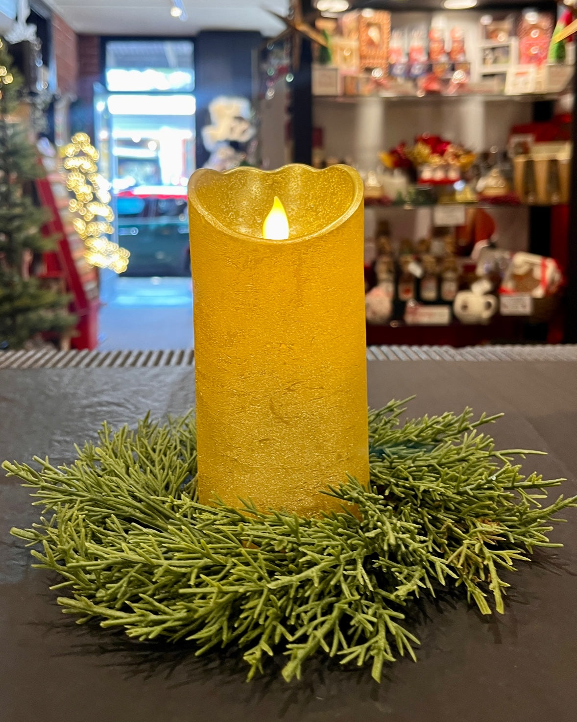 GOLD LED WAX PILLAR CANDLE SMALL SYBGOS