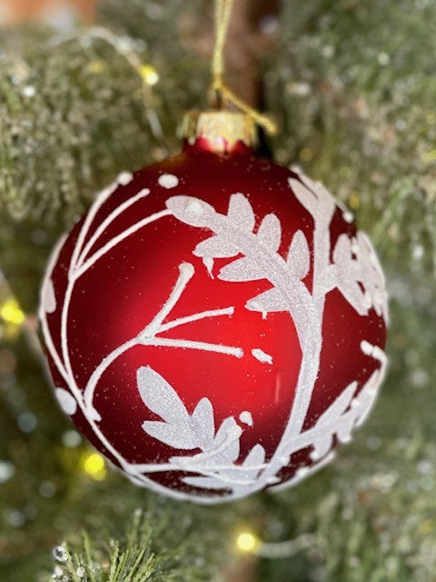 RED & WHITE BRANCH ROUND ORNAMENT XGFKRBR