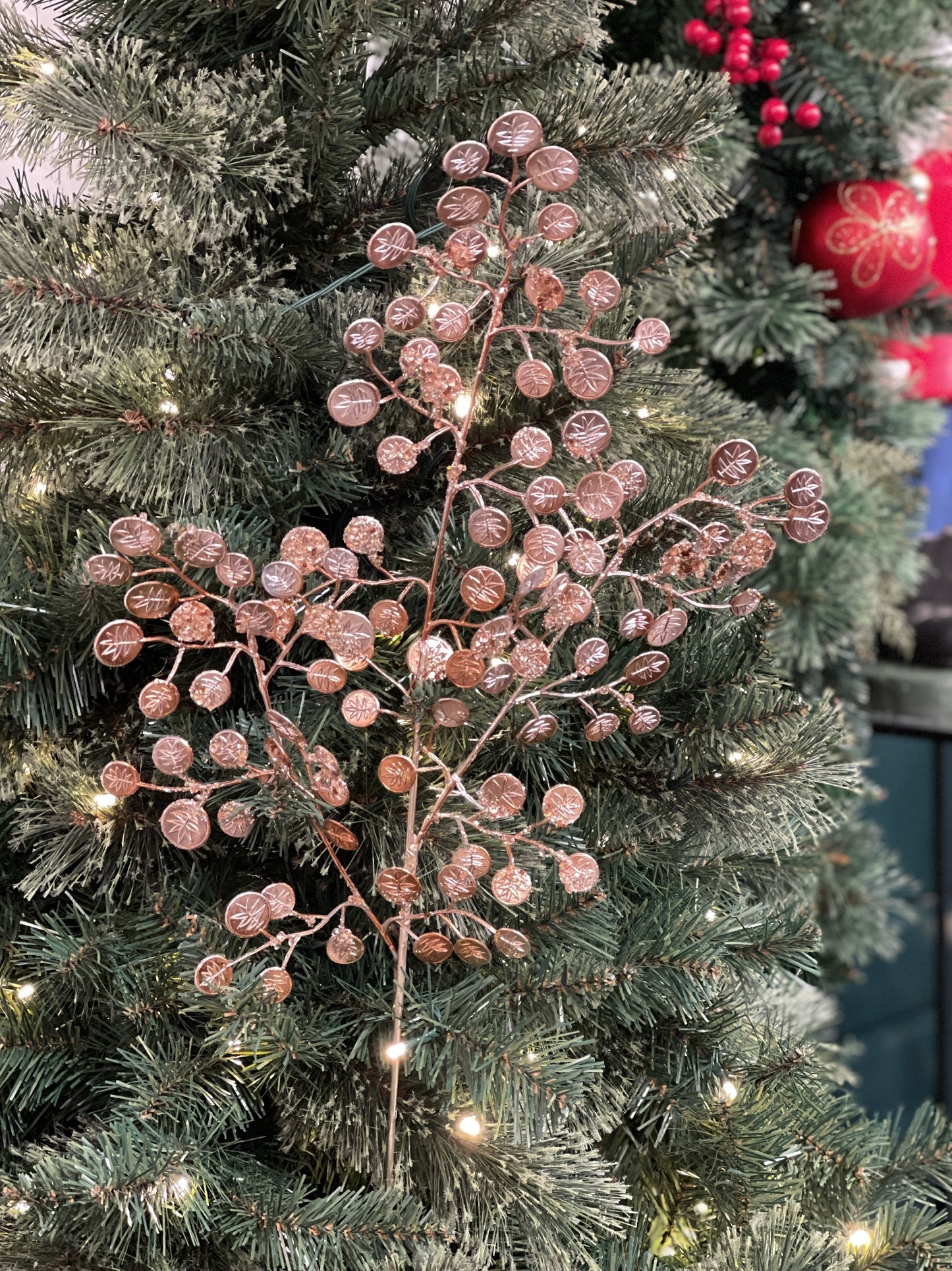 COPPER GLITTER BUD LEAF SPRAY XQEZZBU