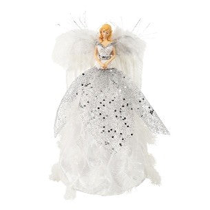 WHITE/SILVER ANGEL CONE TREE TOPPER XFLGWHS