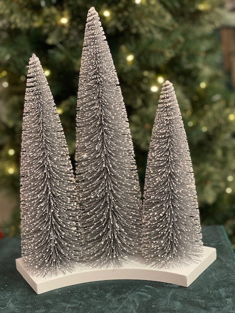 SILVER GLITTER BRISTLE TRIO OF TREES XDLTRSI