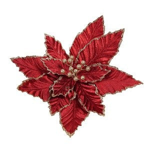 FABRIC CLIP POINSETTIA BURGUNDY WITH GOLD EDGE XDGVMBE