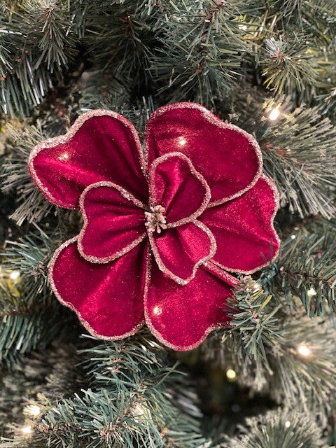 POLY VELVET MAGNOLIA BURGUNDY