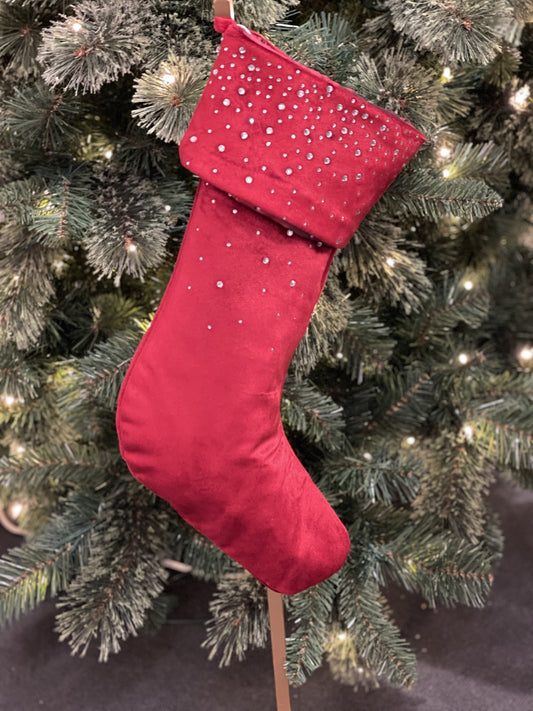 VELVET DIAMONTE STOCKING RED XFTLXSR