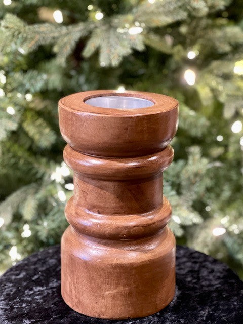 LARGE WOODEN TURNED CANDLE HOLDER WBCHPL