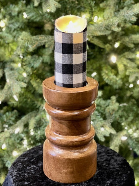 LARGE WOODEN TURNED CANDLE HOLDER WBCHPL