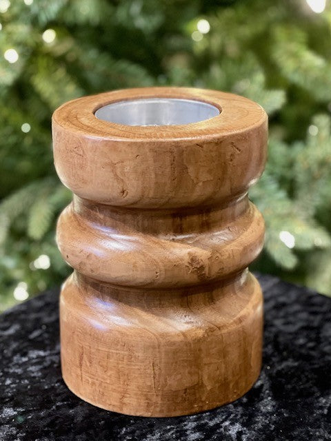 MEDIUM WOODEN TURNED CANDLE HOLDER WBCHPM