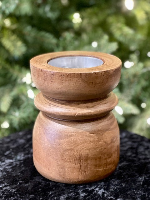 SMALL WOODEN TURNED CANDLE HOLDER WBCHPS