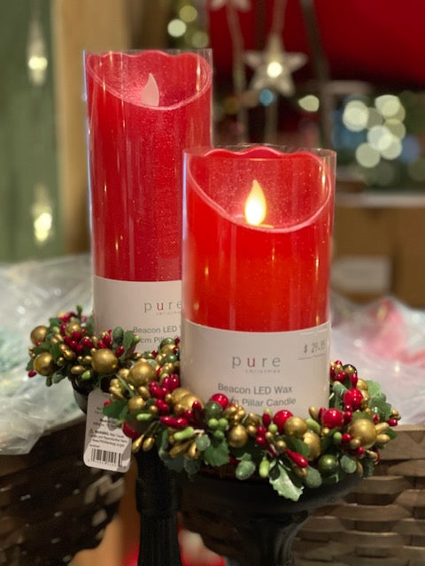BEACON LED WAX PILLAR RED LARGE SYBREL