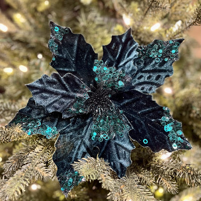 CLIP ON POINSETTIA EMERALD GLITTER XDPRWKX