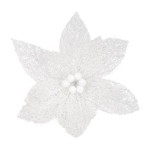 CLIP ON POINSETTIA WHITE DELICATE LEAVES XDGXDWH