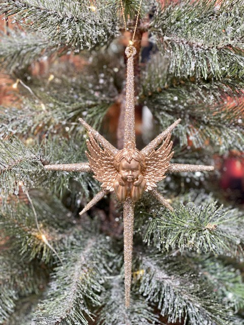 GOLD CROSS WITH ANGEL HANGING ORNAMENT XATRCGO