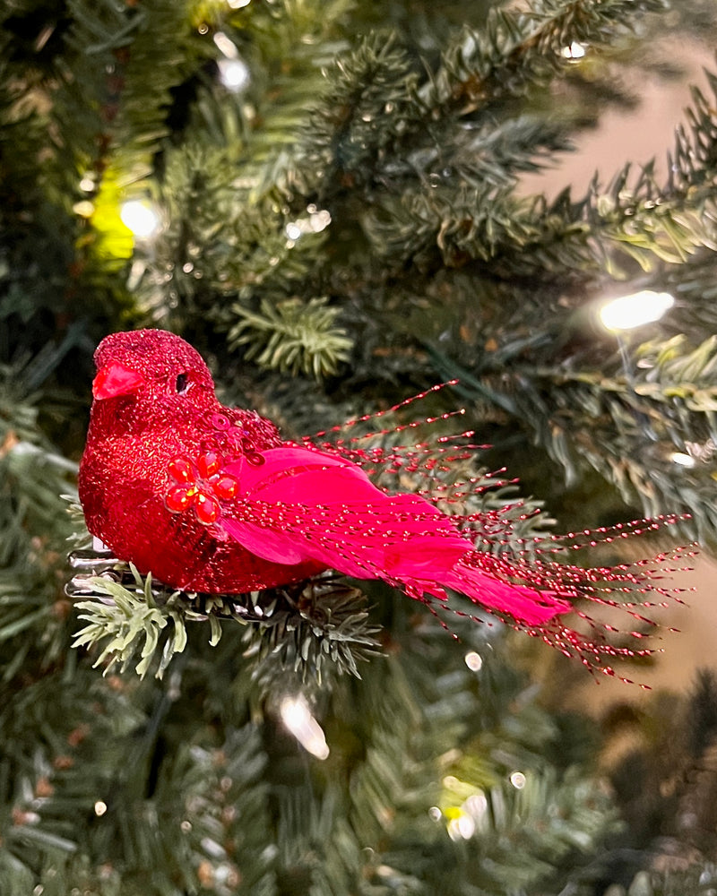 RED SEQUINED CLIP ON BIRD XFZKMRL2