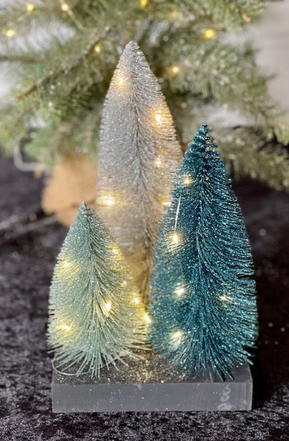 LED TRIPLE TREE TEAL SILVER XDZTRTS