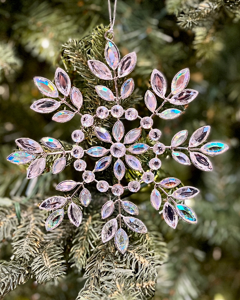 JEWELLED SILVER SNOWFLAKE HANGING ORNAMENT XVASDSF