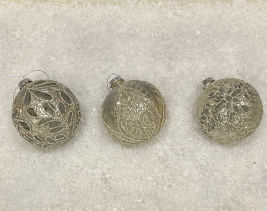 GLASS BAUBLE MERCURY SET OF 3 XGFMCH3