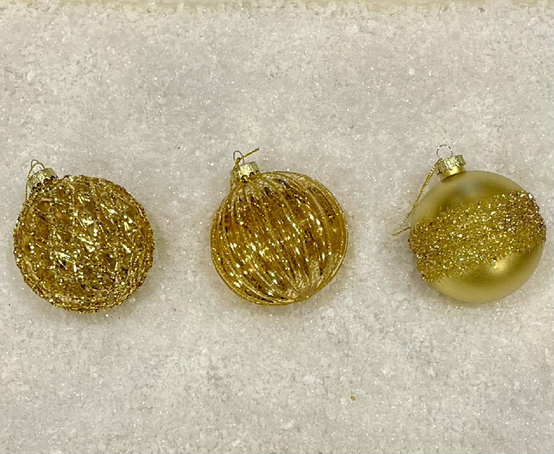 GLASS BAUBLE GOLD SET OF 3 XGFMGO3